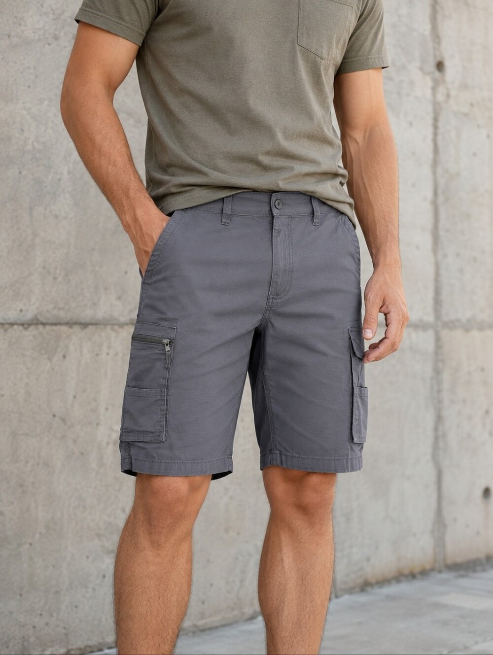 Stanley Mens 30 Gray Stretch Ripstop Cargo Shorts Flex Workwear Hiking Utility